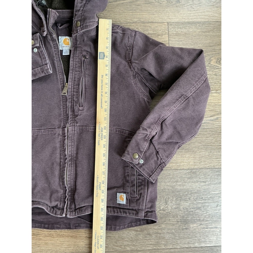 Vintage Women's Removable Hooded Plum Carhartt Jacket Purple Small - Picture 5 of 9